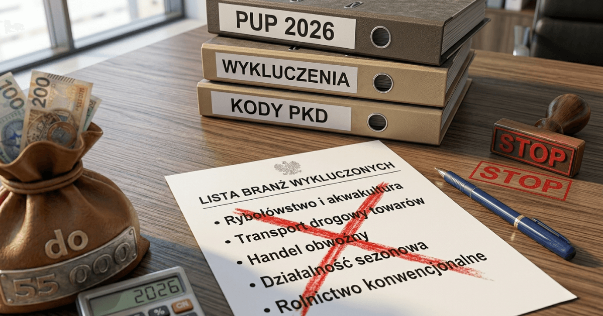 Czarne listy PUP 2026: branże wykluczone i kody PKD, na które nie dostaniesz dotacji