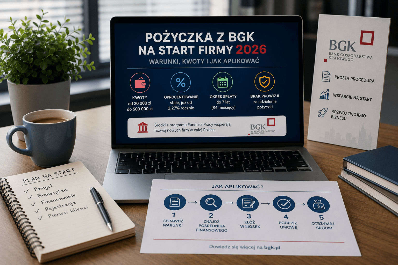 Pożyczka z BGK na start firmy 2026 – warunki, kwoty i jak aplikować
