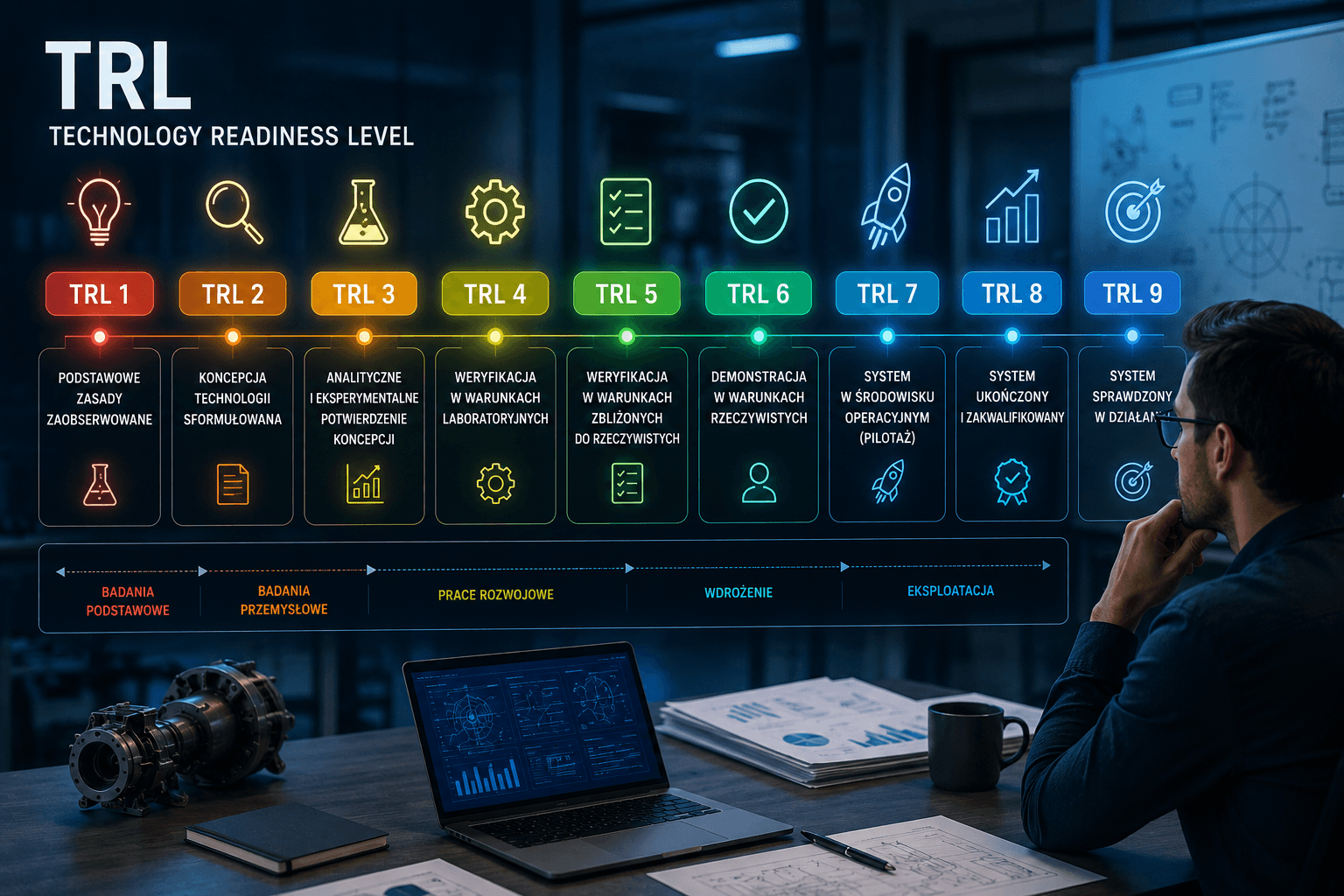 TRL (Technology Readiness Level) – czym jest i jak wpływa na ocenę wniosku B+R?